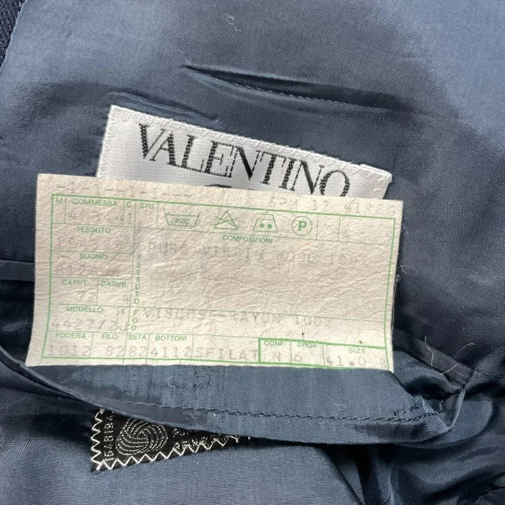 Valentino Uomo Italy Mens Size 41 R Wool Jacket‎ Sport Coat Navy Striped FLAWS!